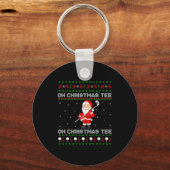 Funny Santa Playing Golf Srts Christmas  Sleutelhanger (Voorkant)