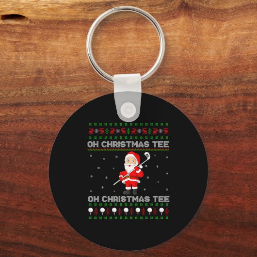 Funny Santa Playing Golf Srts Christmas  Sleutelhanger (Voorkant)