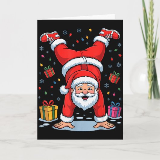 Funny Santa Playing Gymnastics Holiday Christmas X Kaart (Voorkant)