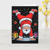 Funny Santa Playing Gymnastics Holiday Christmas X Kaart (Gele Bloem)