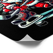 Funny Santa Playing Ice Hockey Lovers Boys Girls C Poster (Hoek)
