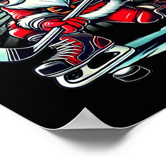 Funny Santa Playing Ice Hockey Lovers Boys Girls C Poster (Hoek)