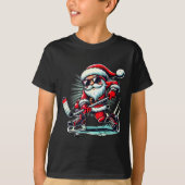 Funny Santa Playing Ice Hockey Lovers Boys Girls C T-shirt (Voorkant)