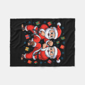 Funny Santa Playing Karate Martial Art Christmas X Fleece Deken (Voorkant (Horizontaal))