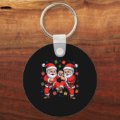 Funny Santa Playing Karate Martial Art Christmas X Sleutelhanger (Voorkant)
