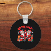 Funny Santa Playing Karate Martial Art Christmas X Sleutelhanger (Voorkant)