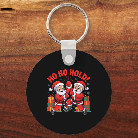 Funny Santa Playing Karate Martial Art Christmas X Sleutelhanger (Voorkant)