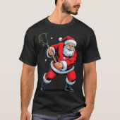 Funny Santa Playing Lacrosse Holiday Christmas Xma T-shirt (Voorkant)
