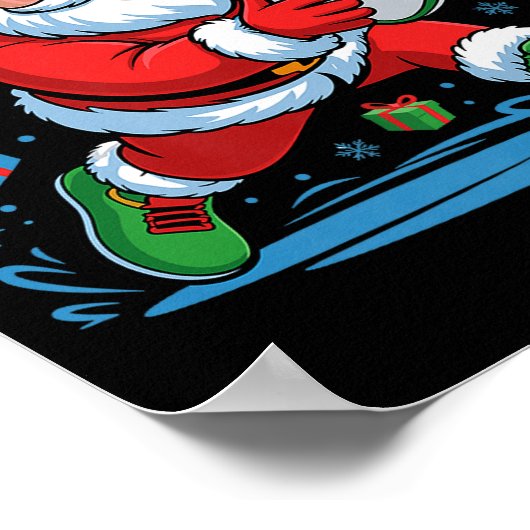 Funny Santa Playing Rugby Holiday Christmas Xmas P Poster (Hoek)