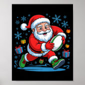 Funny Santa Playing Rugby Holiday Christmas Xmas P Poster (Voorkant)