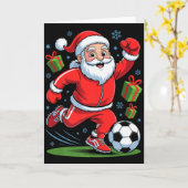 Funny Santa Playing Soccer Holiday Christmas Xmas  Kaart (Gele Bloem)