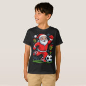 Funny Santa Playing Soccer Holiday Christmas Xmas  T-shirt (Voorkant volledig)