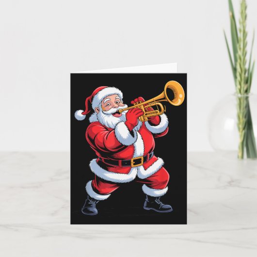 Funny Santa Playing Trumpet Holiday Chrismas Xmas  Kaart (Voorkant)