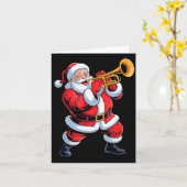 Funny Santa Playing Trumpet Holiday Chrismas Xmas  Kaart (Gele Bloem)