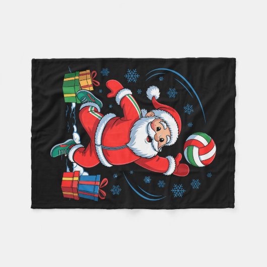 Funny Santa Playing Volleyball Holiday Christmas X Fleece Deken (Voorkant (Horizontaal))