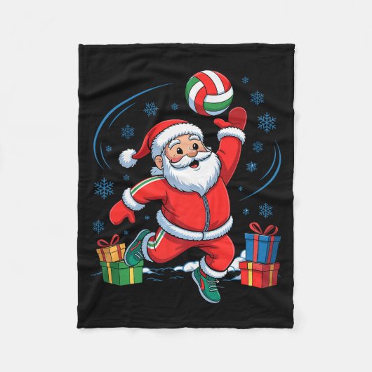 Funny Santa Playing Volleyball Holiday Christmas X Fleece Deken (Voorkant)
