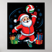 Funny Santa Playing Volleyball Holiday Christmas X Poster (Voorkant)