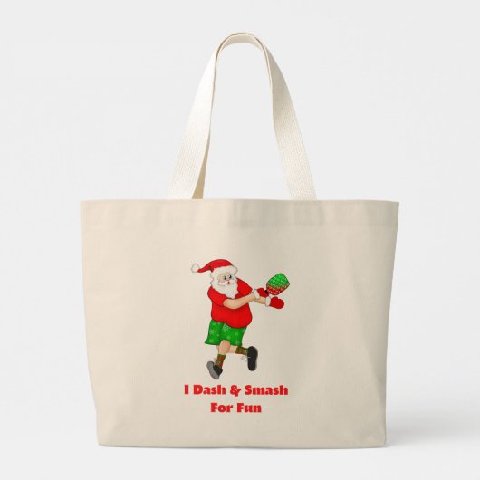 Funny Santa Plays Pickleball I Dash & Smash Fun Grote Tote Bag (Achterkant)