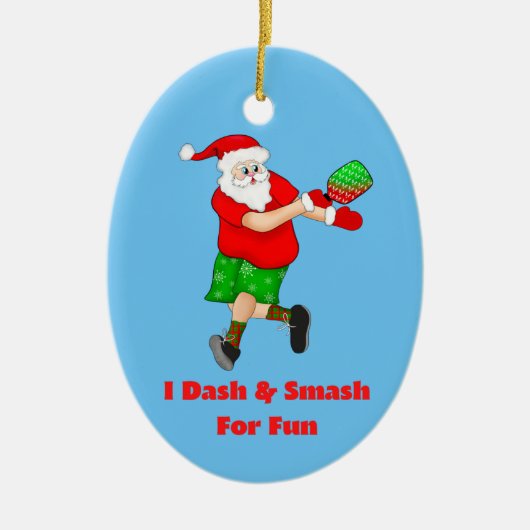 Funny Santa Plays Pickleball I Dash & Smash Fun Keramisch Ornament (Voorkant)
