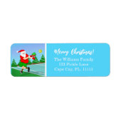Funny Santa Plays Pickleball Merry-kerstlab Etiket (Voorkant)