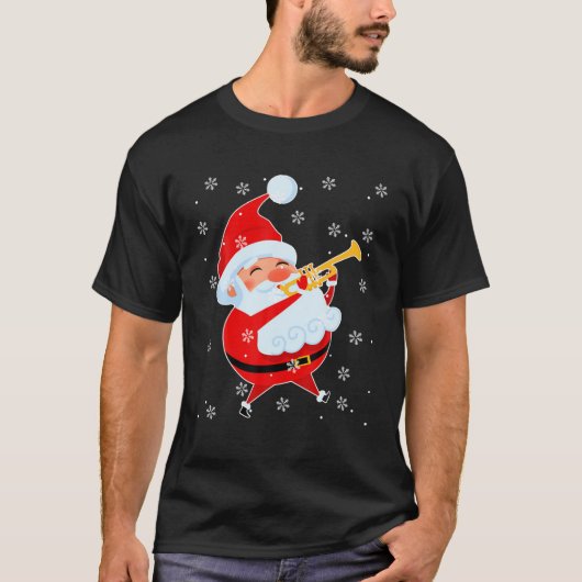 Funny Santa Plays Trumpet T-shirt (Voorkant)