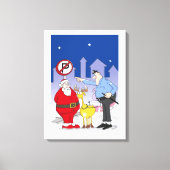 Funny Santa Police Officer Cartoon Canvas Afdruk (Voorkant)
