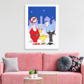 Funny Santa Police Officer Cartoon Canvas Afdruk (Insitu (Woonkamer))