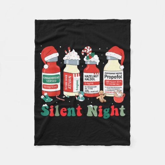 Funny Santa Profol Silent Night Icu Nurses Merry C Fleece Deken (Voorkant)