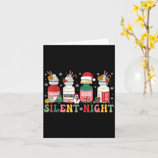 Funny Santa Profol Silent Night Icu Nurses Merry C Kaart (Gele Bloem)