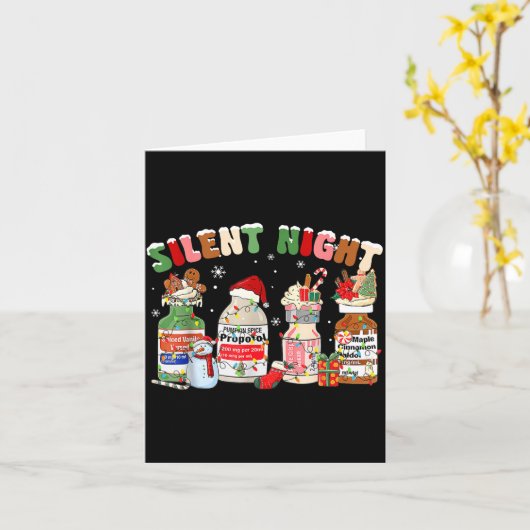 Funny Santa Profol Silent Night Icu Nurses Merry C Kaart (Gele Bloem)