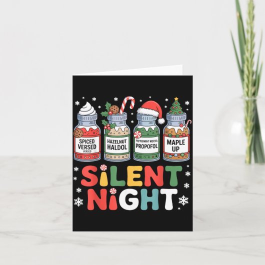 Funny Santa Profol Silent Night Icu Nurses Merry C Kaart (Voorkant)