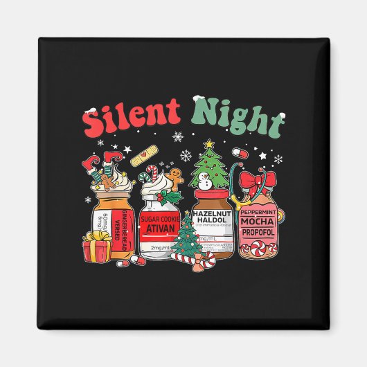 Funny Santa Profol Silent Night Icu Nurses Merry C Magneet (Voorkant)