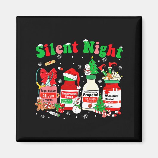 Funny Santa Profol Silent Night Icu Nurses Merry C Magneet (Voorkant)