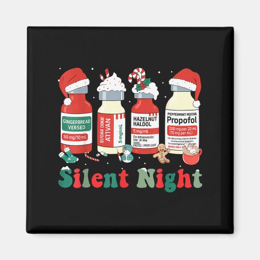 Funny Santa Profol Silent Night Icu Nurses Merry C Magneet (Voorkant)