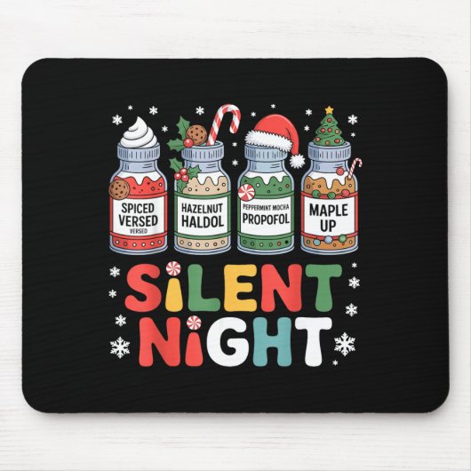 Funny Santa Profol Silent Night Icu Nurses Merry C Muismat (Voorkant)