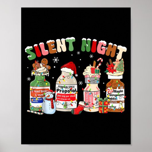 Funny Santa Profol Silent Night Icu Nurses Merry C Poster (Voorkant)