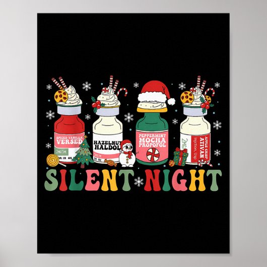 Funny Santa Profol Silent Night Icu Nurses Merry C Poster (Voorkant)