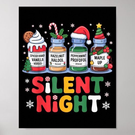 Funny Santa Profol Silent Night Icu Nurses Merry C Poster (Voorkant)