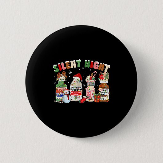 Funny Santa Profol Silent Night Icu Nurses Merry C Ronde Button 5,7 Cm (Voorkant)