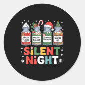 Funny Santa Profol Silent Night Icu Nurses Merry C Ronde Sticker (Voorkant)