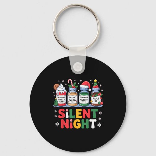 Funny Santa Profol Silent Night Icu Nurses Merry C Sleutelhanger (Voorkant)