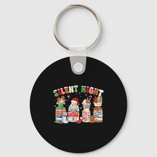 Funny Santa Profol Silent Night Icu Nurses Merry C Sleutelhanger (Voorkant)
