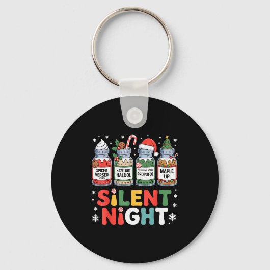 Funny Santa Profol Silent Night Icu Nurses Merry C Sleutelhanger (Voorkant)