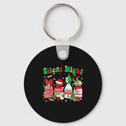 Funny Santa Profol Silent Night Icu Nurses Merry C Sleutelhanger (Voorkant)