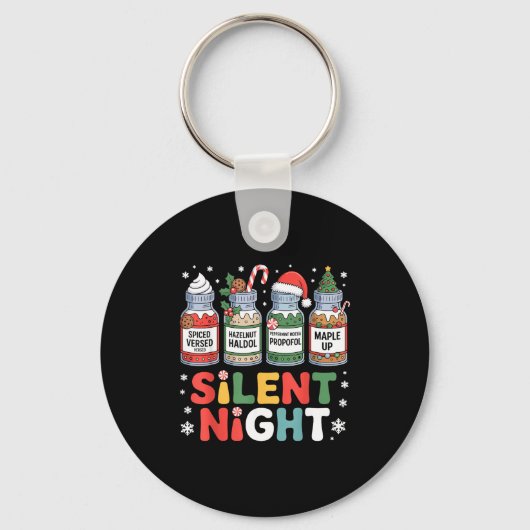 Funny Santa Profol Silent Night Icu Nurses Merry C Sleutelhanger (Voorkant)