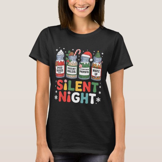 Funny Santa Profol Silent Night Icu Nurses Merry C T-shirt (Voorkant)