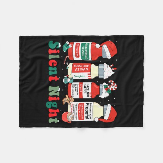 Funny Santa Propofol Silent Night Icu Nurses Merry Fleece Deken (Voorkant (Horizontaal))