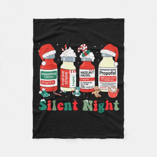 Funny Santa Propofol Silent Night Icu Nurses Merry Fleece Deken (Voorkant)