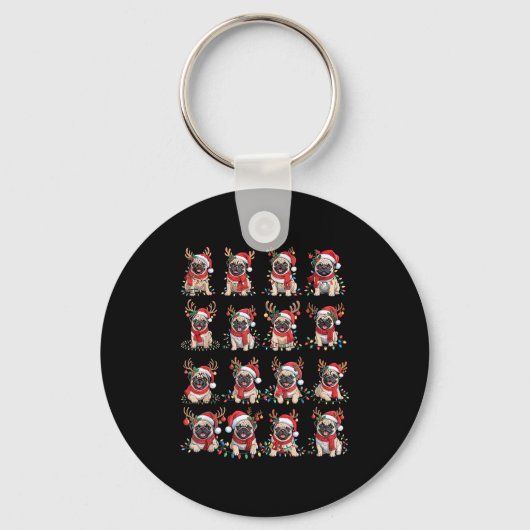 Funny Santa Pugs Christmas Xmas For Women Men  Sleutelhanger (Voorkant)