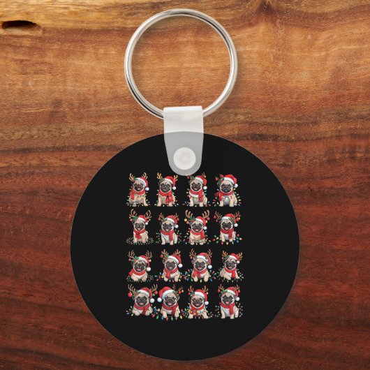 Funny Santa Pugs Christmas Xmas For Women Men  Sleutelhanger (Voorkant)